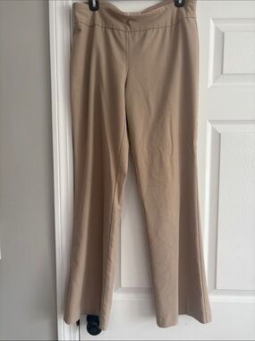 Beige Wide-Leg Pull-On Pants
